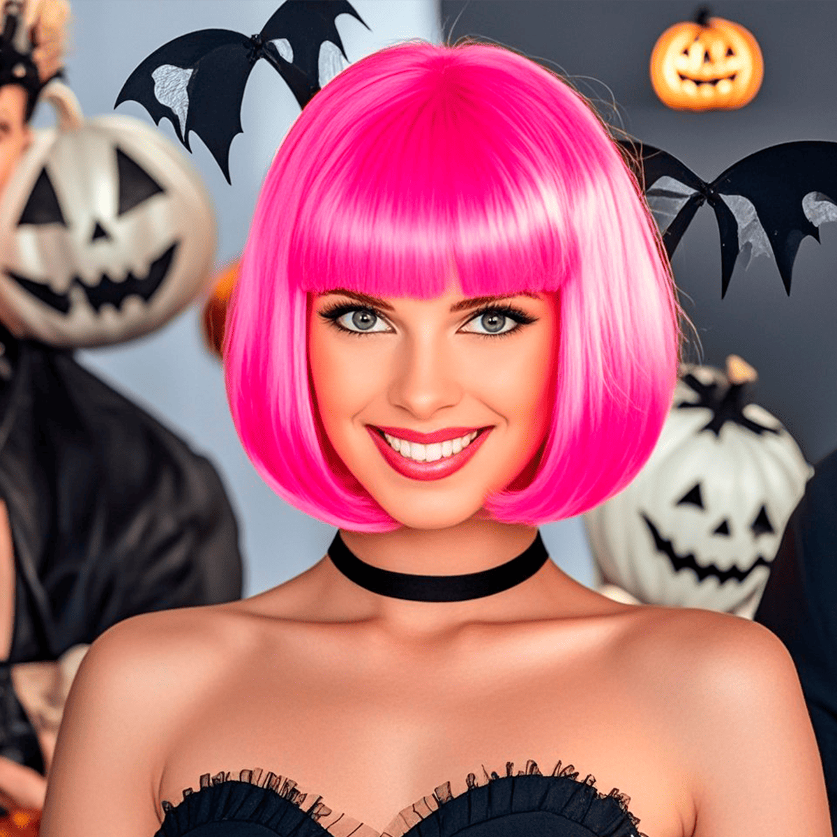 Miniatura 5 de Peluca Corta Con Flequillo KL1027-40 - Color: Fucsia